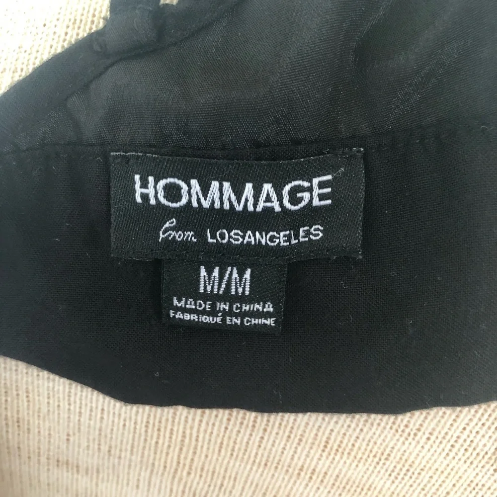 Hommage From Los Angeles Lace Inset Tie Back Crop Top in Black Size Medium - Picture 10 of 10
